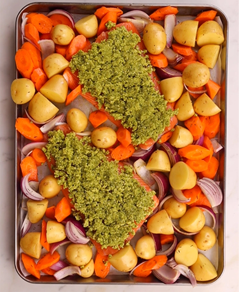 Pistachio Crusted Salmon & Roasted Vegetables