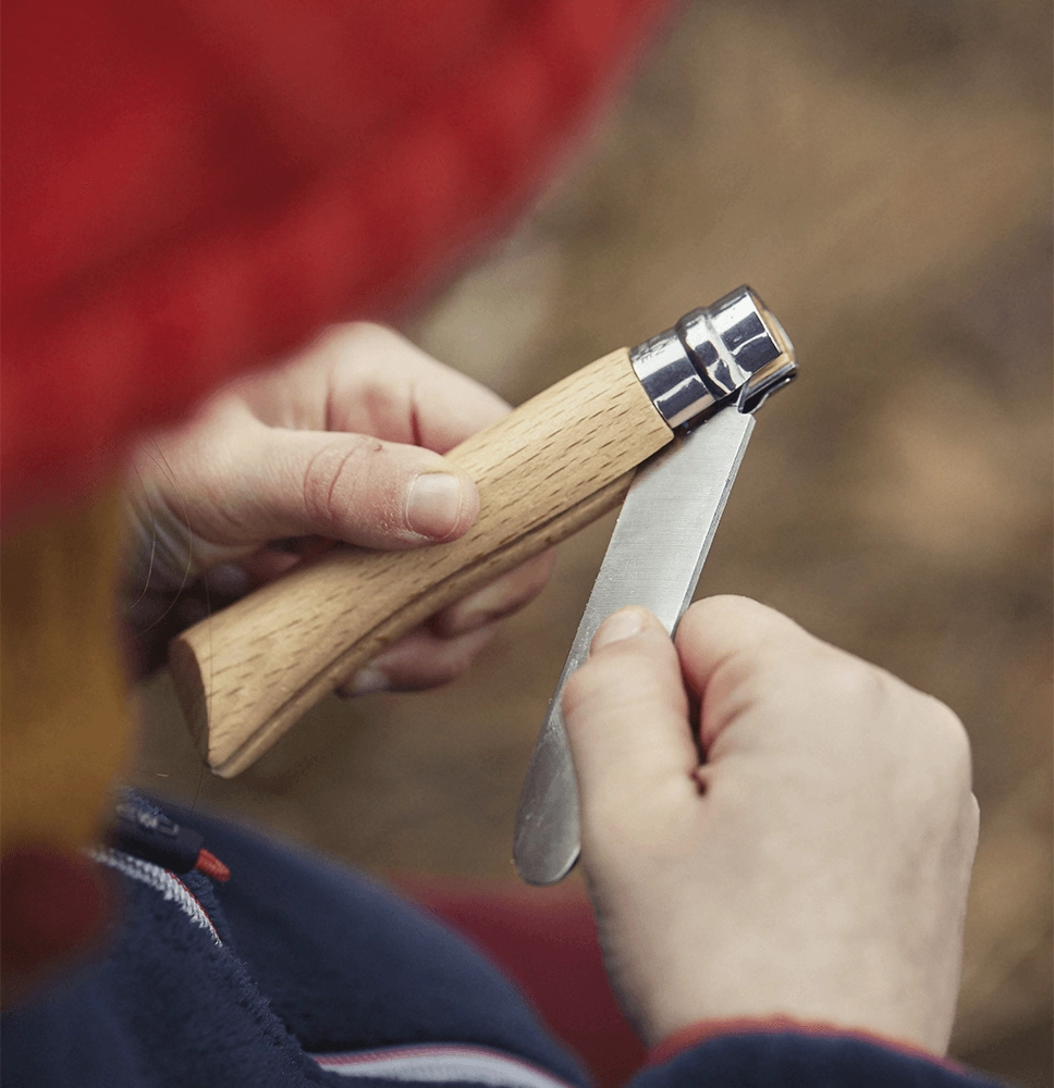 Set "Mein erstes Opinel" aus natürlichem Buchenholz und mit Etui