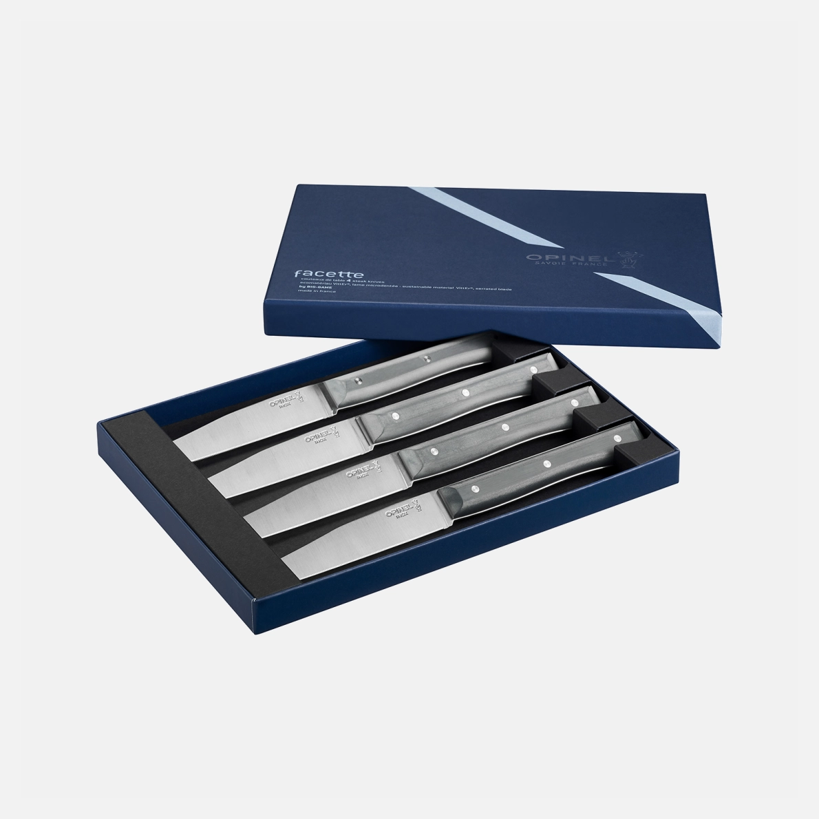 Juego de 4 cuchillos de mesa Facette Ardoise microdentado