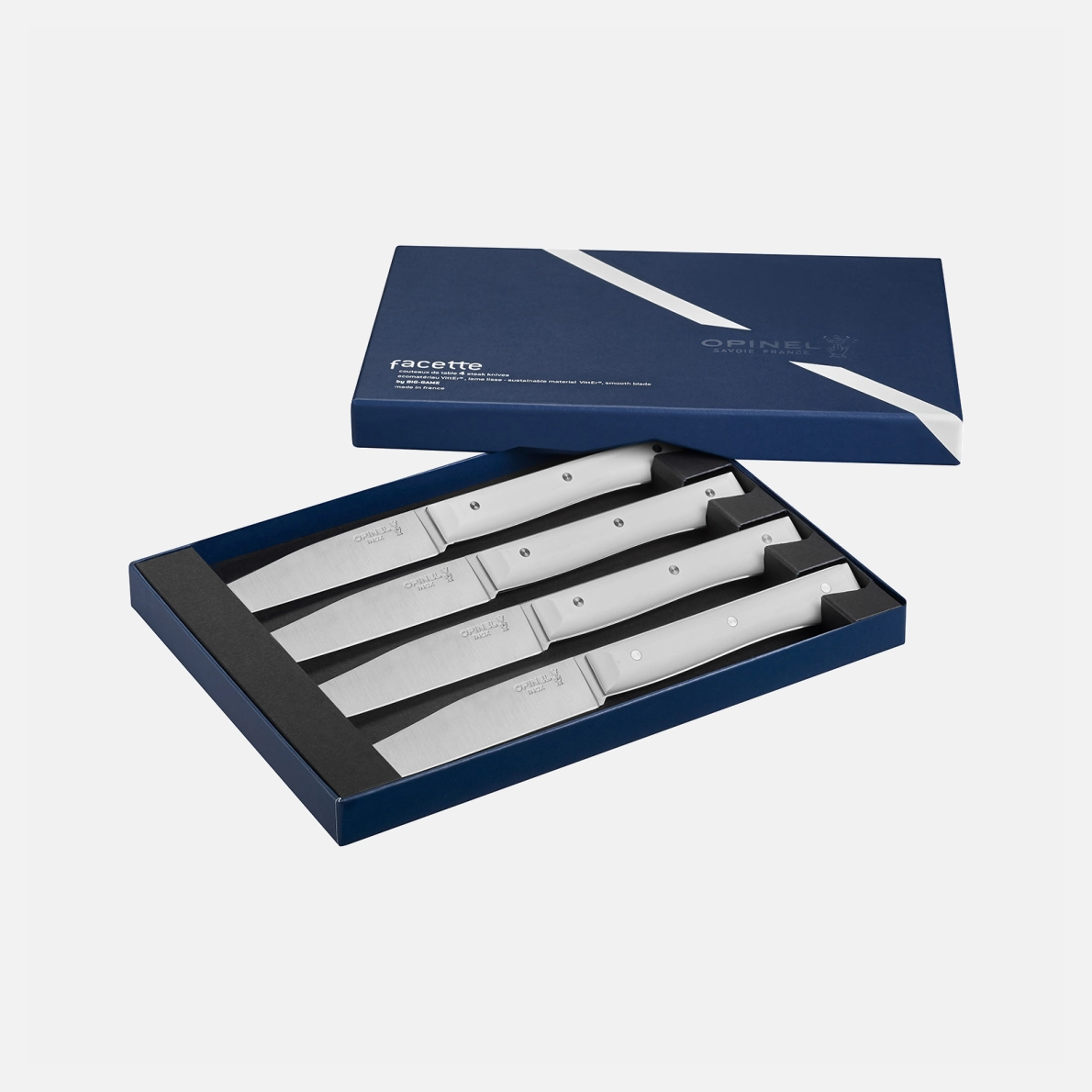 Coffret de 4 couteaux de table Facette Blanc
