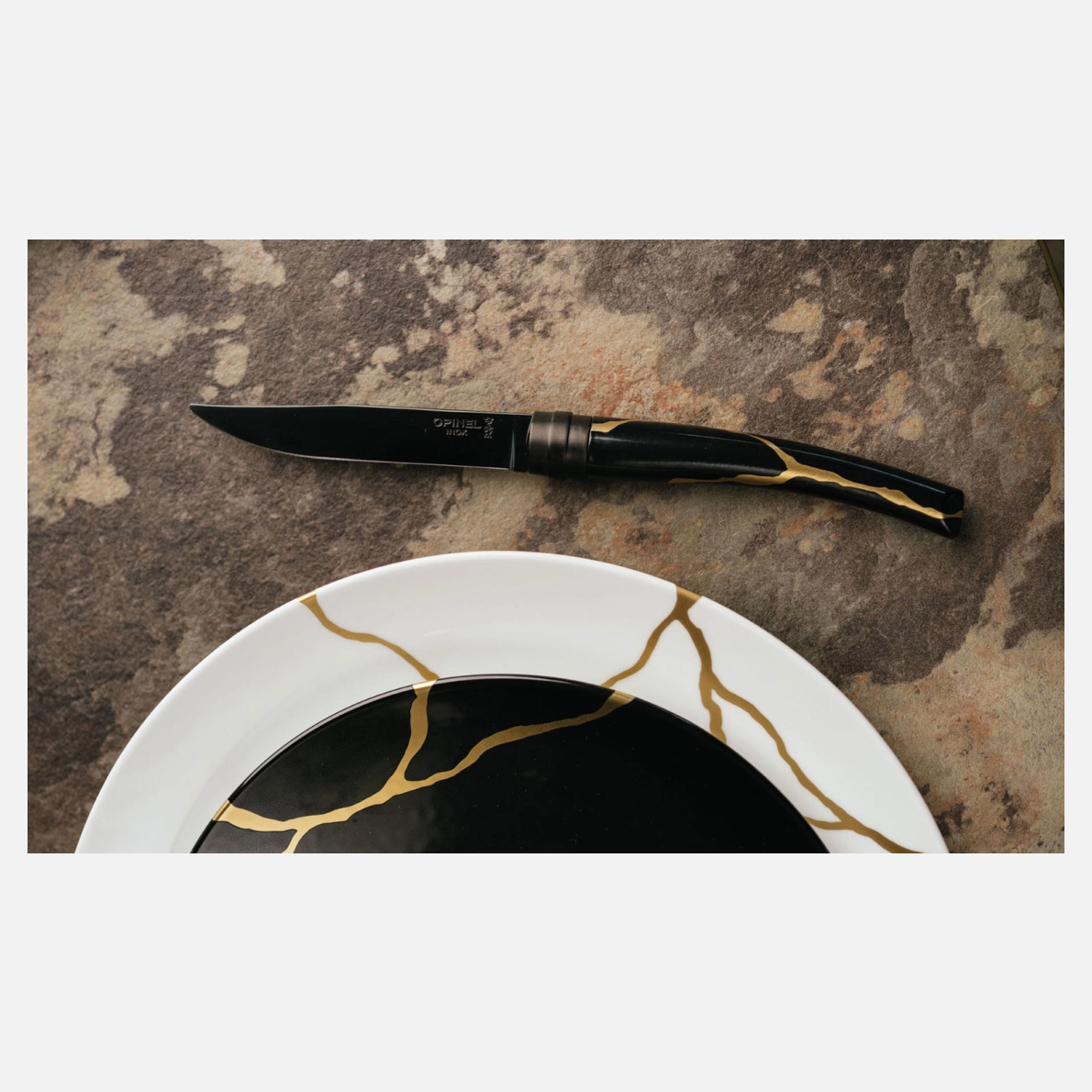 Coffret de 2 couteaux de table Kintsugi Charbon Lame Noire