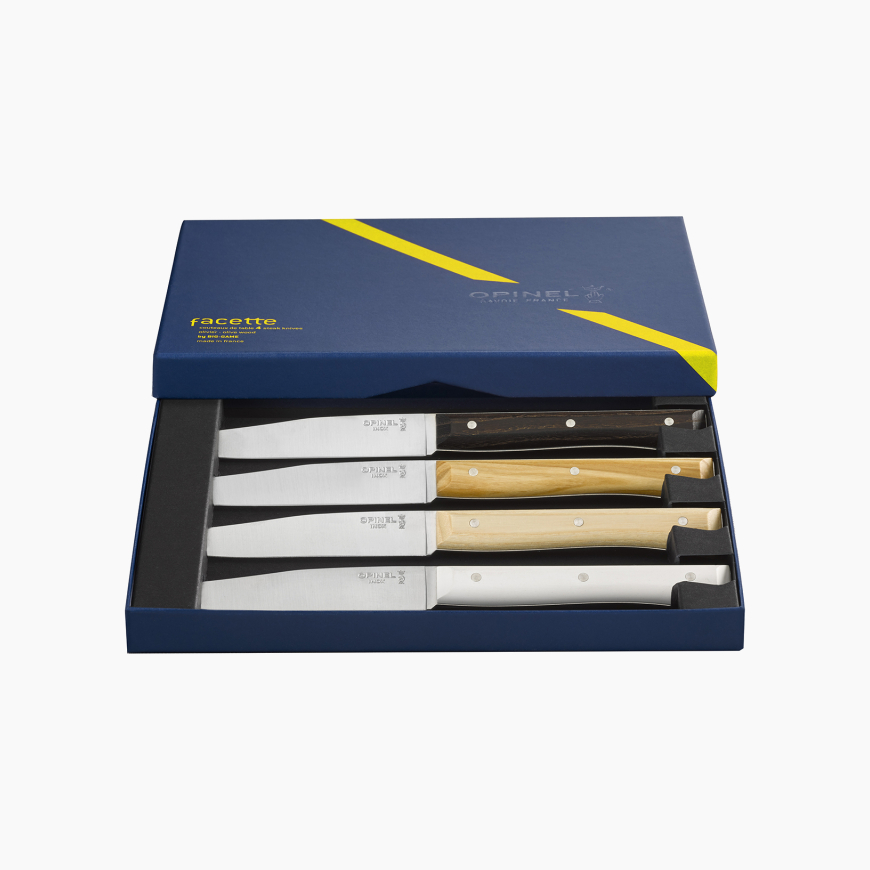 Caja de cuatro cuchillos de mesa Facette Panaché